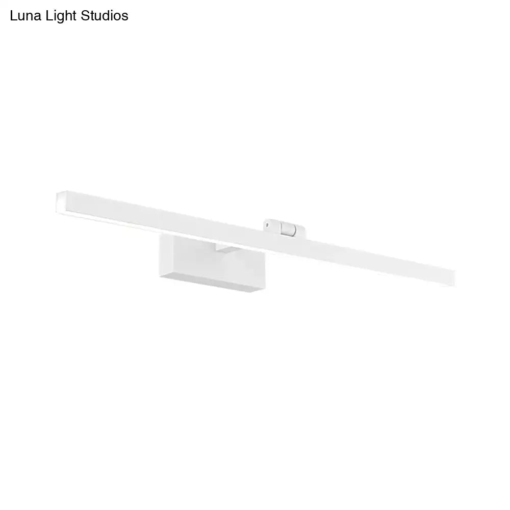 White rectangular led wall sconce with sleek minimalist design for modern black and white tubular vanity lamp bathroom use