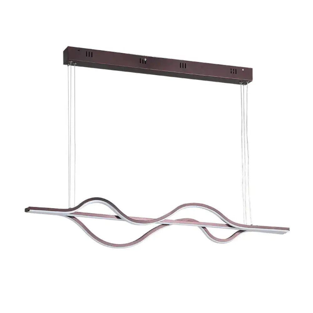 Modern minimalist black and white wave led ceiling light with bronze finish chrome accents and adjustable chain cord color temperature