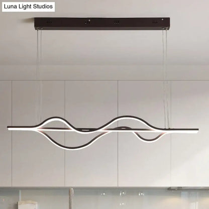 Modern minimalist black and white wave led ceiling light with sleek design and adjustable chain cord color temperature