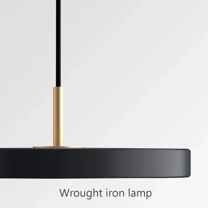 Black wrought iron pendant light with matte finish and minimalist design for decorbites led study disc bedroom use