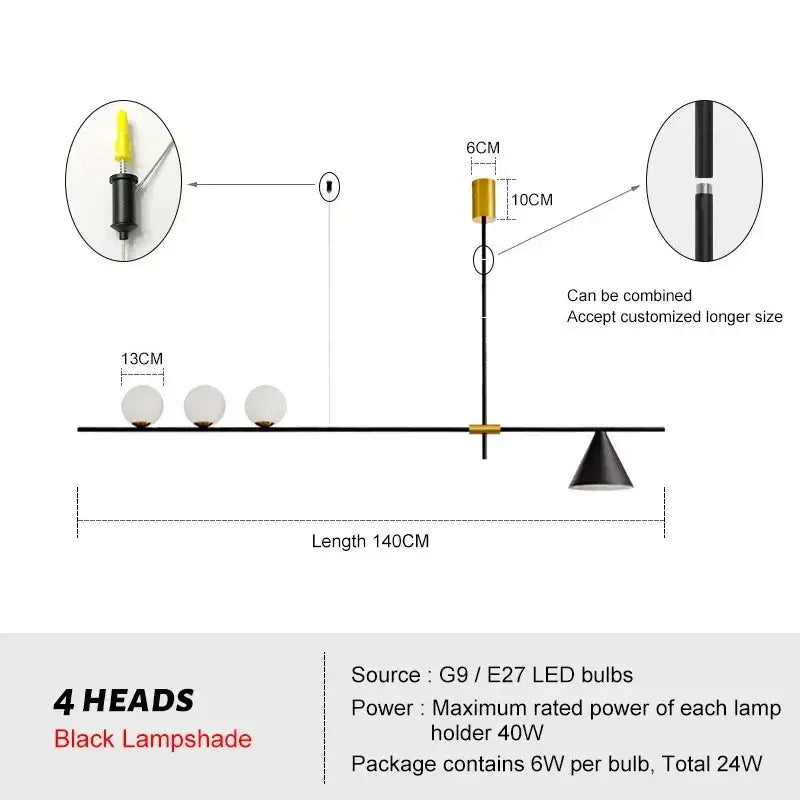 Modern black pendant light with sleek minimalist design and gold-toned accents for dining room chandelier pendant light