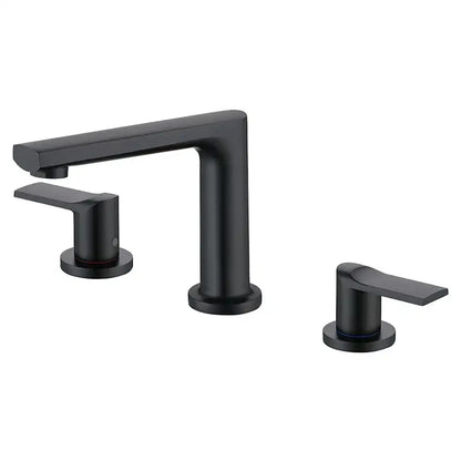 Modern matte black three-handle basin faucet with sleek minimalist design for decorbites brush gold widespread mixer