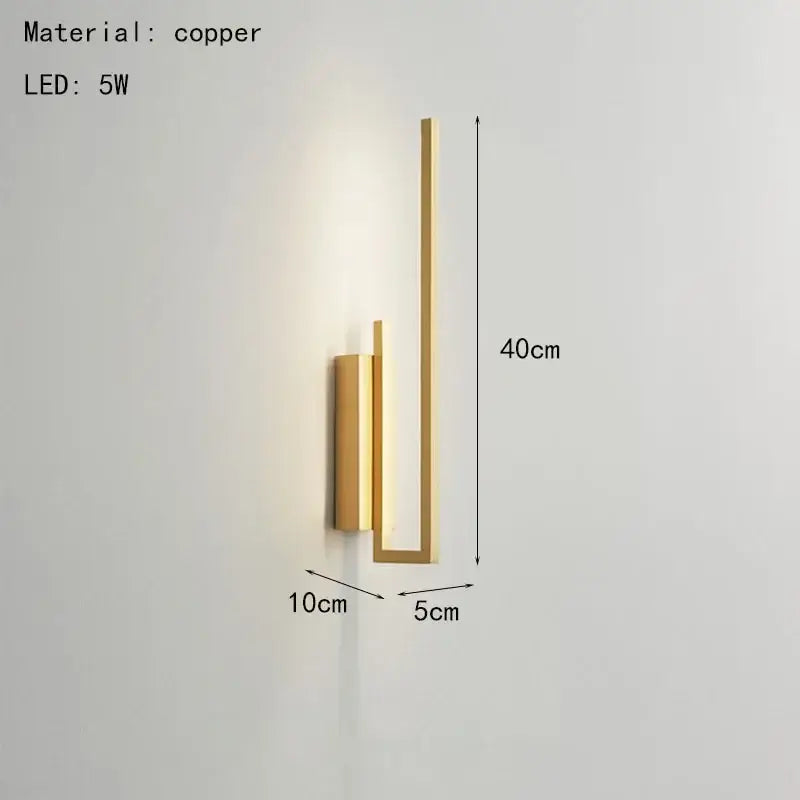 Modern minimalist brushed bronze and gold brass wall sconce with sleek copper vertical bars for bedroom decorbites brass wall use