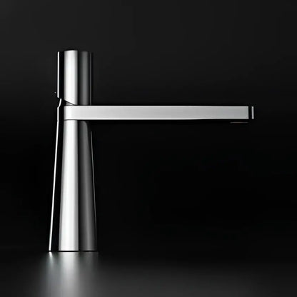 Modern minimalist brushed gold basin faucet with chrome finish and sleek cylindrical spout by decorbites brushed gold
