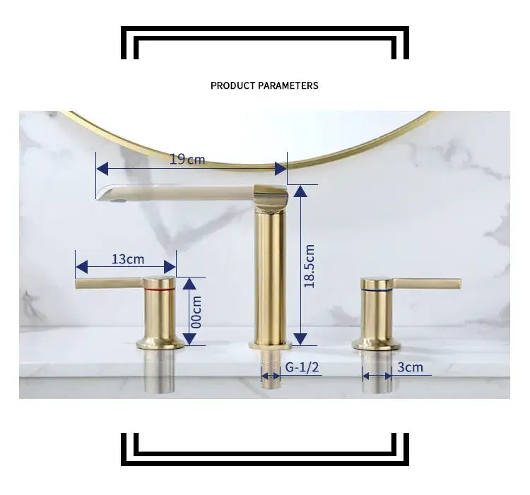 Modern minimalist brushed gold brass basin faucet with decorbites brushed gold finish and sleek brushed metal design