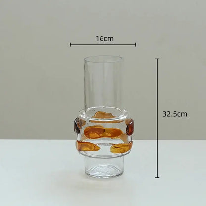 Modern minimalist decorbites clear glass vase with amber irregular inlays for bubble living room decor