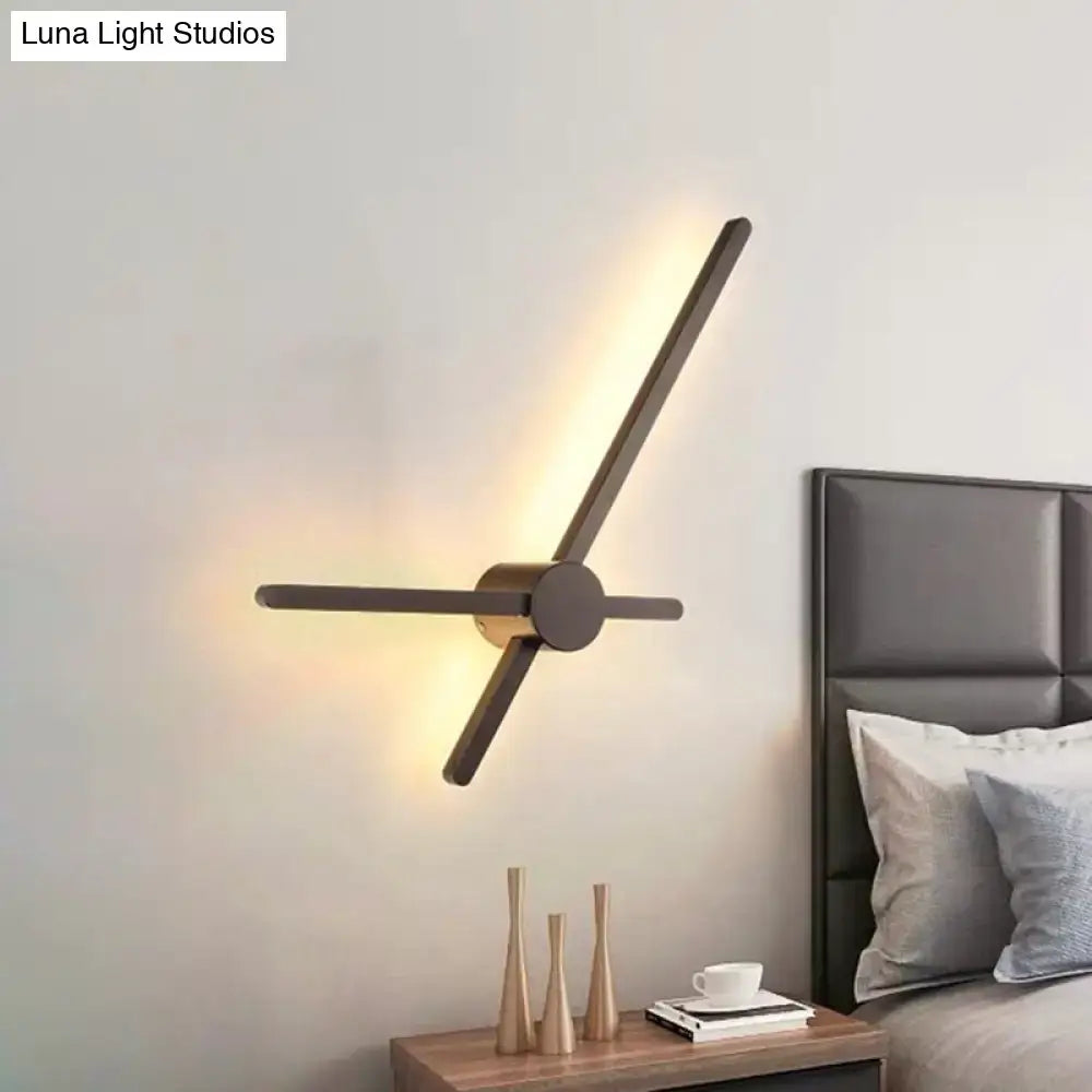 Modern minimalist coffee finish wall lamp with matte black metal arms and golden center for bedroom 220v-240v 110v-120v