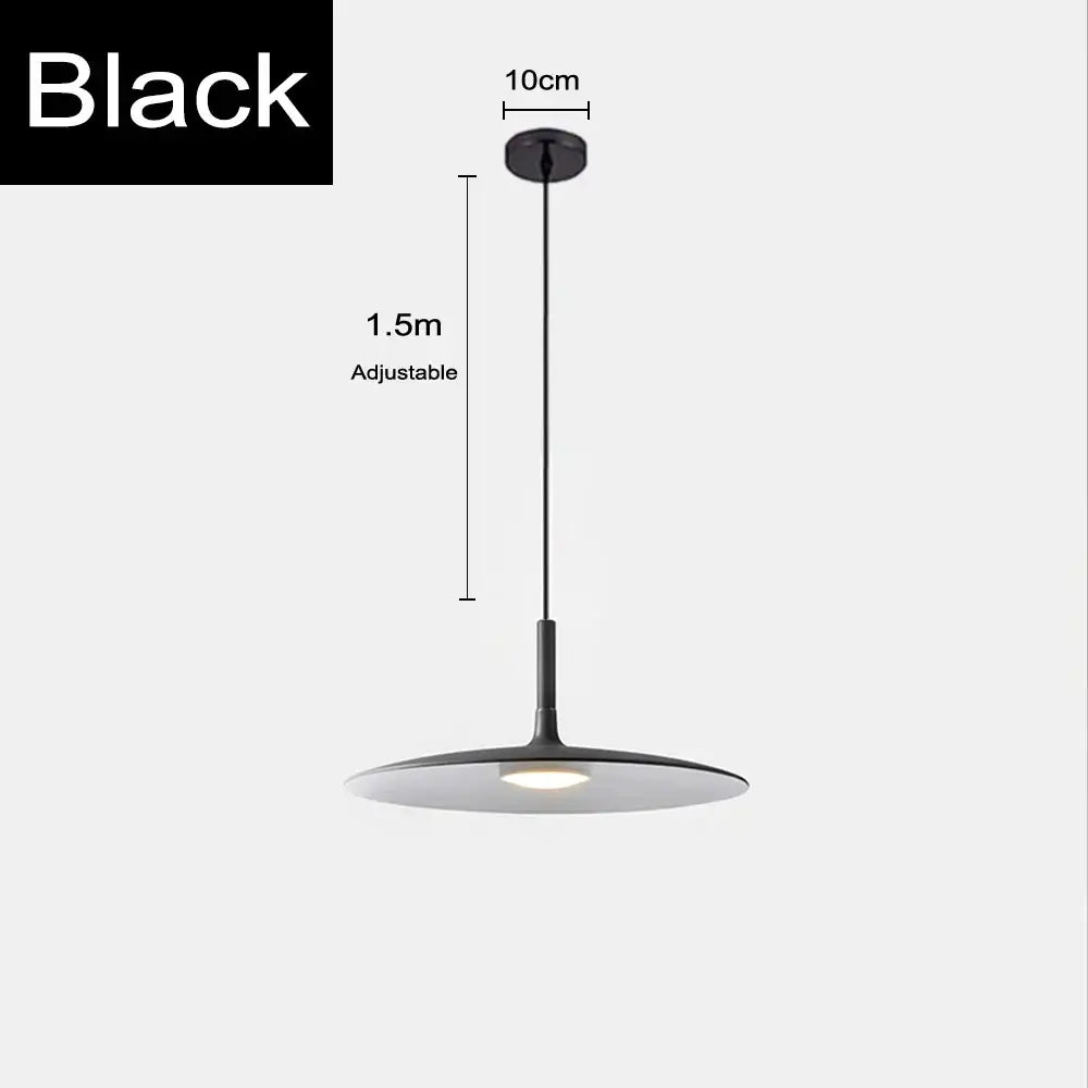 Modern minimalist black pendant light with sleek disc shade and 1.5m adjustable length for decorbites colorful ufo pendant lights