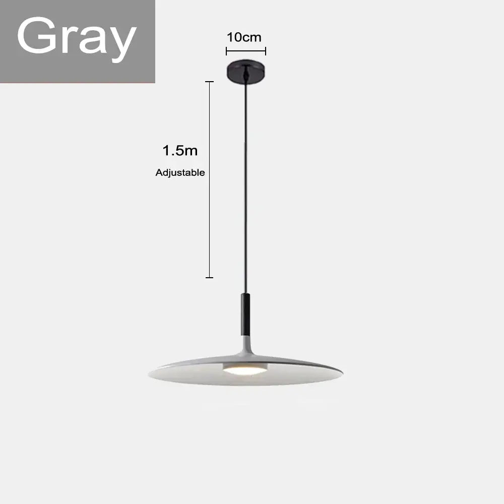 Gray minimalist pendant light with sleek disc-shaped shade and adjustable 1.5m length from decorbites colorful ufo pendant lights
