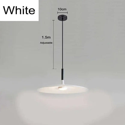 White minimalist pendant light with adjustable 1.5m cord and disc shade in modern decorbites colorful ufo pendant lights collection