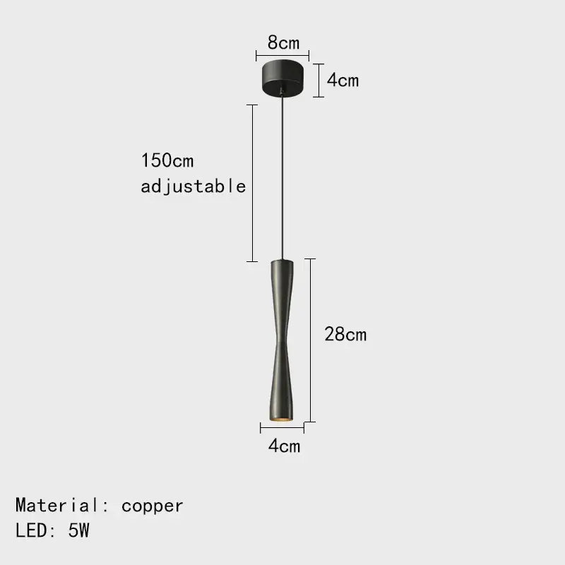 Modern minimalist black copper pendant light with sleek hourglass design and 150cm adjustable hanging length for decorbites copper black gold decor