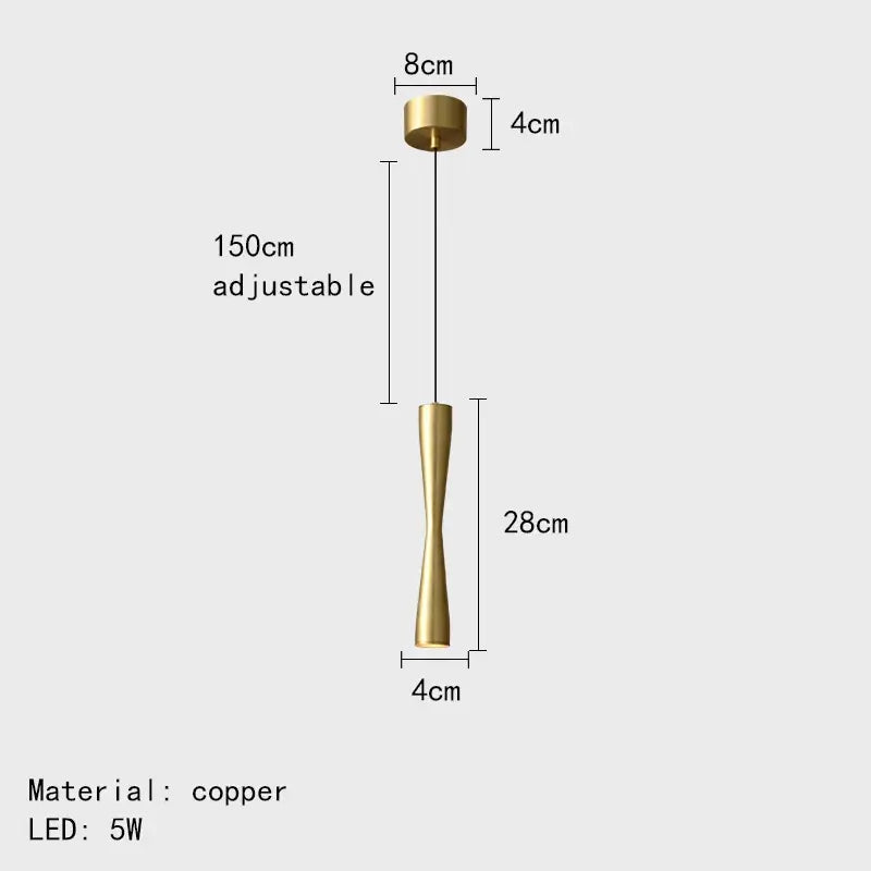 A sleek 5w led copper black gold pendant light with hourglass design and adjustable height for modern decorbites decor