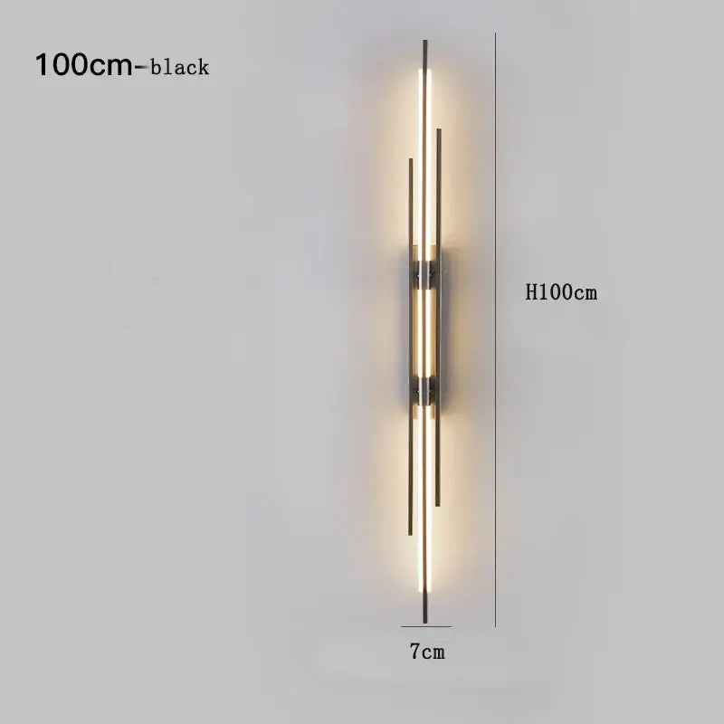 Modern minimalist black 100cm wall lamp with three vertical led light bars for bedroom decorbites copper wall lamp