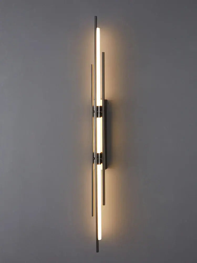 Modern minimalist copper wall lamp with slender metallic rods and warm LED lighting for bedroom decorbites copper wall lamp