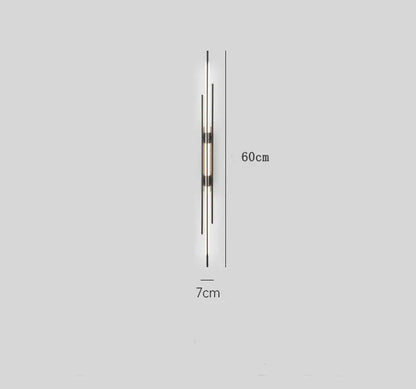 Modern minimalist copper wall lamp with three vertical led light bars and black accents for bedroom decorbites copper wall lamp