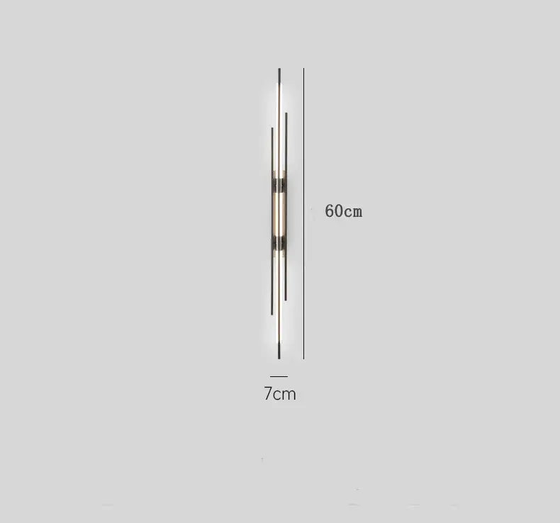 Modern minimalist copper wall lamp with three vertical led light bars and black accents for bedroom decorbites copper wall lamp