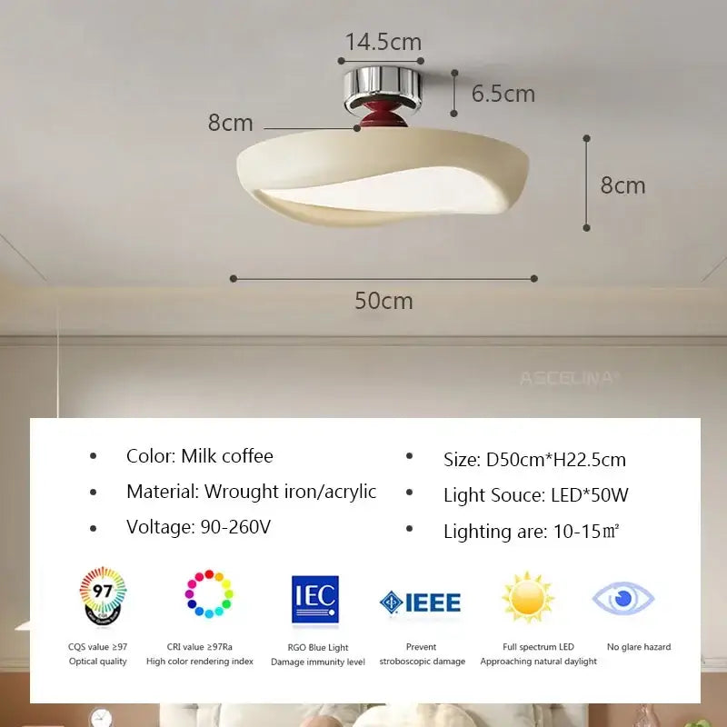 Milk coffee colored ceiling light with sleek wrought iron and acrylic design for decorbites cream led bedroom decor