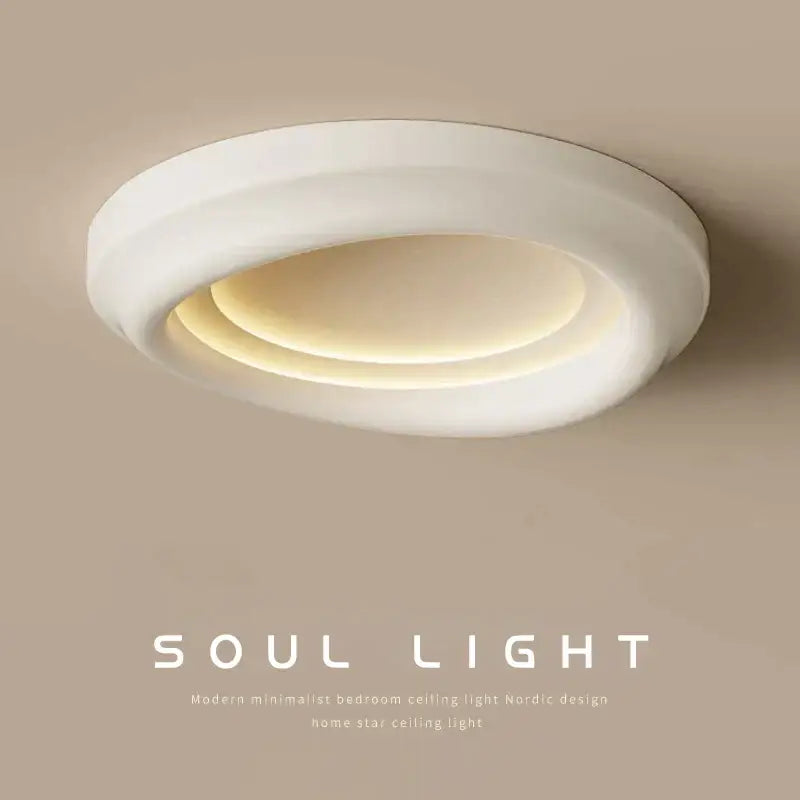 Modern minimalist cream led ceiling light with concentric rings providing warm ambient illumination for bedroom decorbites cream led decor