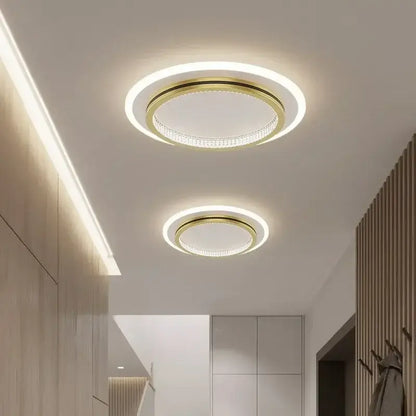 Modern minimalist decorbites crystal led ceiling lights with gold-toned frame and crystal-encrusted ring illumination