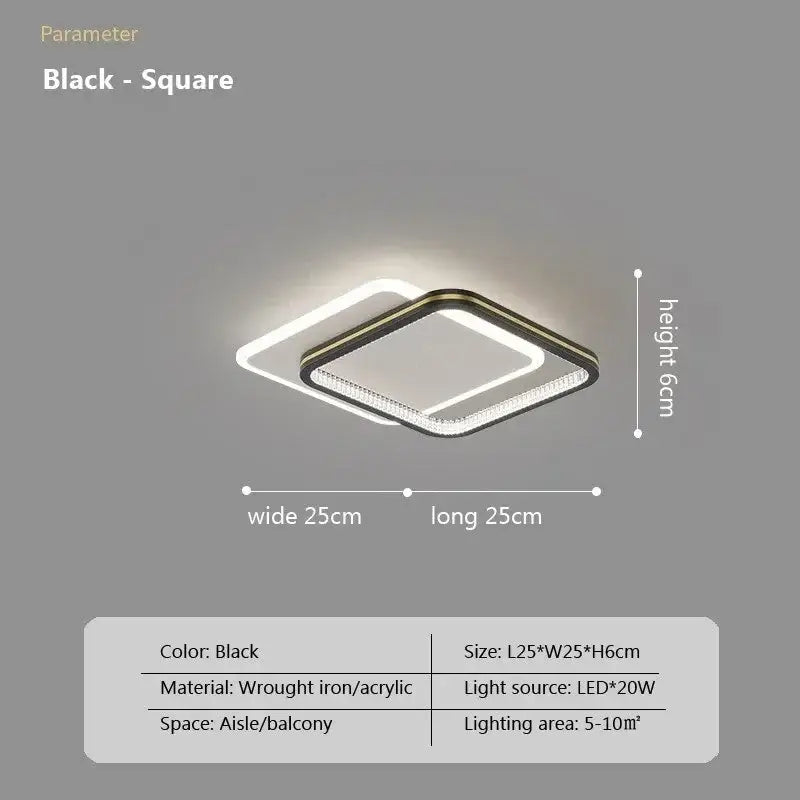 Black square ceiling lights with modern double-layer design featuring wrought iron and acrylic frames for decorbites crystal led ceiling