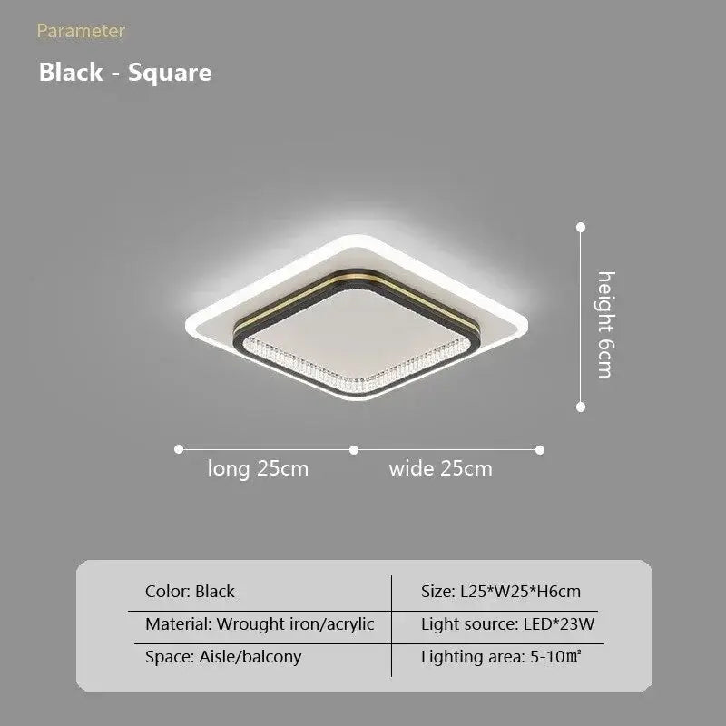 Modern minimalist black square crystal led ceiling light with wrought iron and acrylic frame by decorbites ceiling lights
