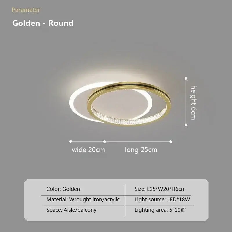 Modern minimalist golden round decorbites crystal led ceiling light with wrought iron acrylic design and sparkling crystals
