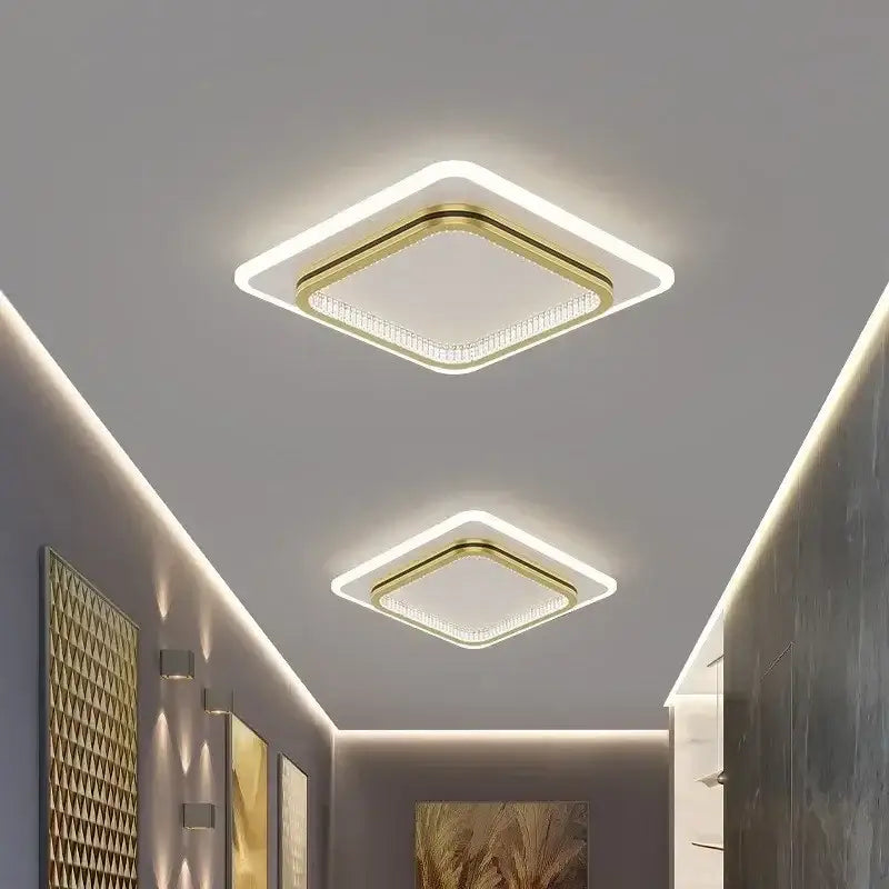 Modern minimalist crystal led ceiling lights with gold trim and clear crystal accents for elegant decorbites crystal led decor