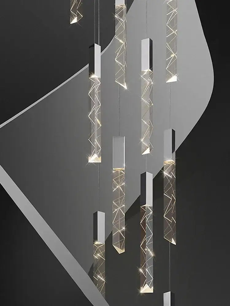 Modern minimalist crystal led pendant light with transparent acrylic body and metallic accents for living room decorbites crystal led pendant