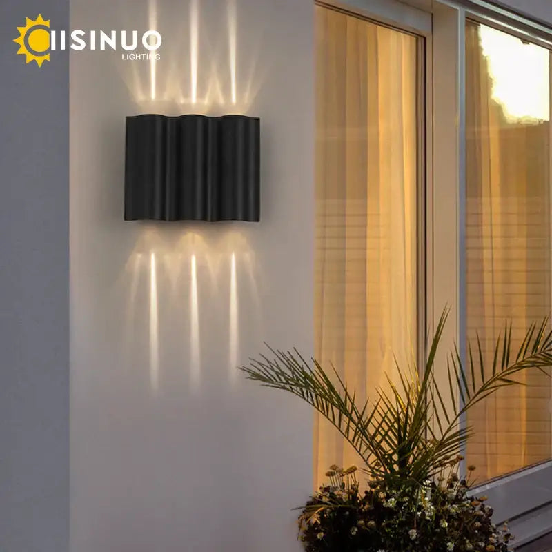 Black wavy wall sconce light with three vertical beams decorbites 12w black 12w black outdoor garden lamp