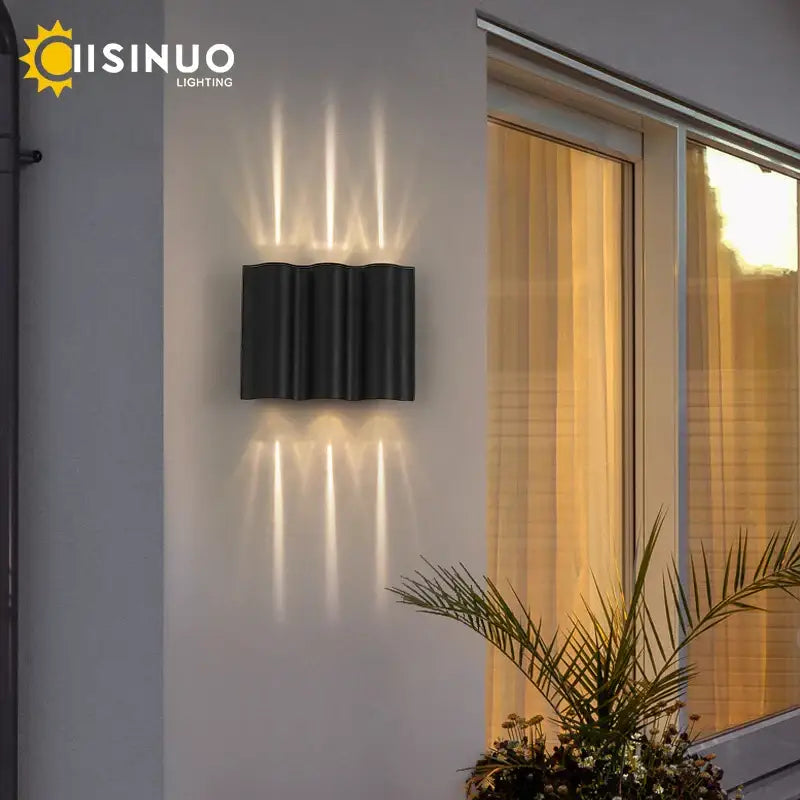 Modern minimalist decorbites 12w black outdoor sconce light with wavy design and warm led lighting for garden use