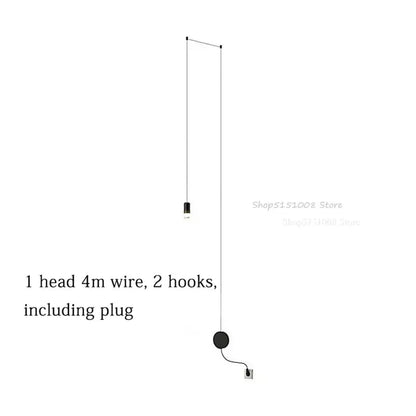 Minimalist black rope pendant lamp with 4-meter wire by decorbites for modern living room black rope diy lighting