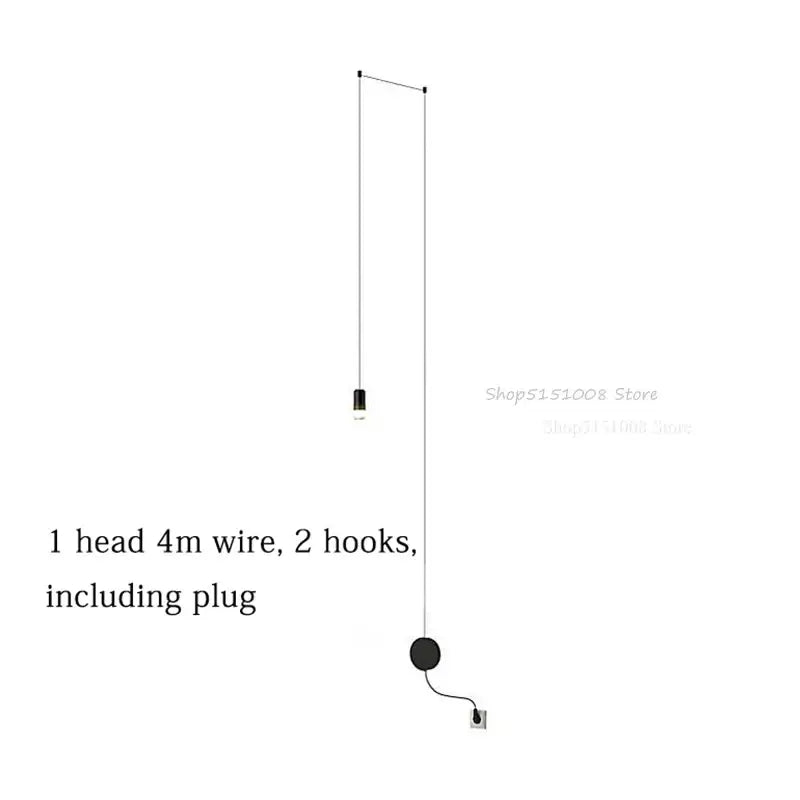 Minimalist black rope pendant lamp with 4-meter wire by decorbites for modern living room black rope diy lighting