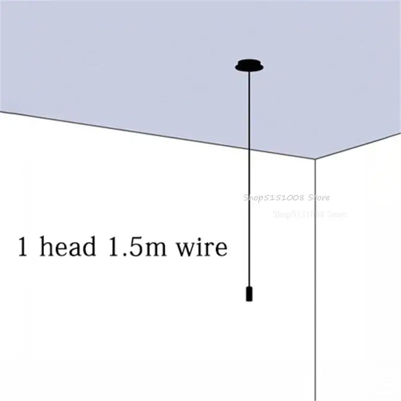 Modern minimalist decorbites black rope pendant lamp with a 1.5 meter wire and circular black head fixture