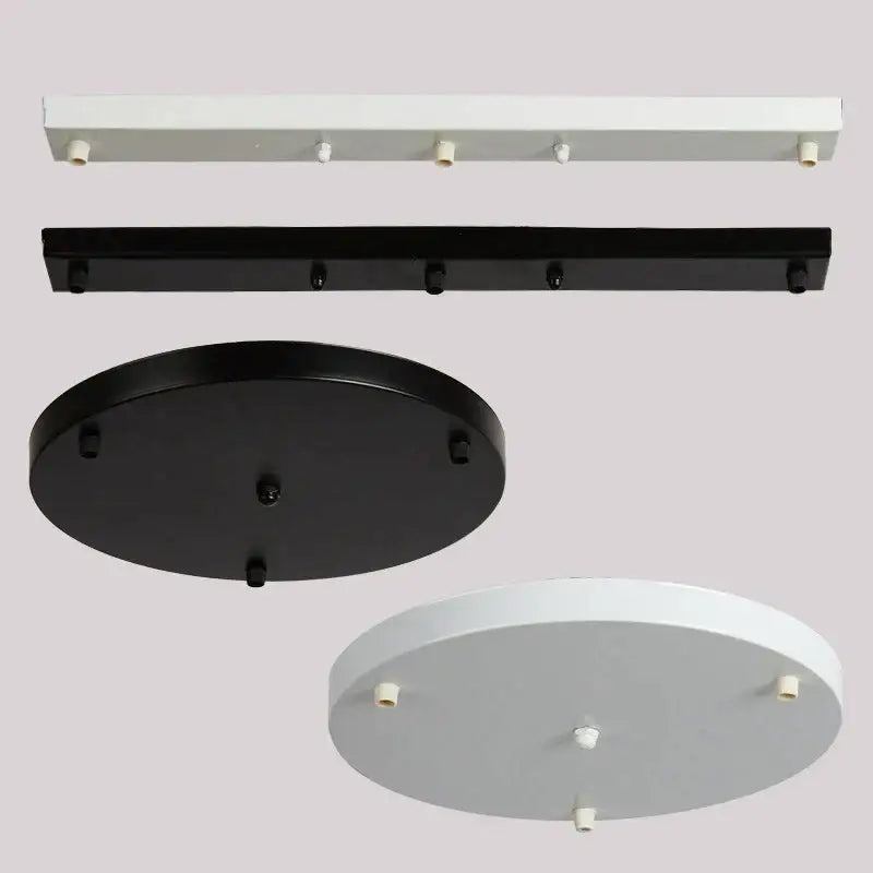 White and black metal ceiling chandelier plates with circular and rectangular designs for decorbites lamp base kit