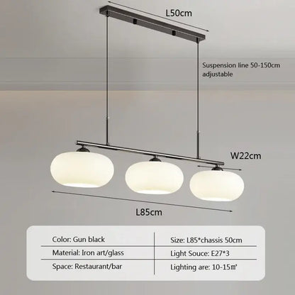 Gun black iron and glass decorbites glass chandelier with three frosted white spherical shades for modern living room