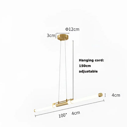 Modern minimalist dimmable led acryl chandelier with gold-toned cylindrical pendant and frosted glass diffuser for dining room decorbites dimmable led