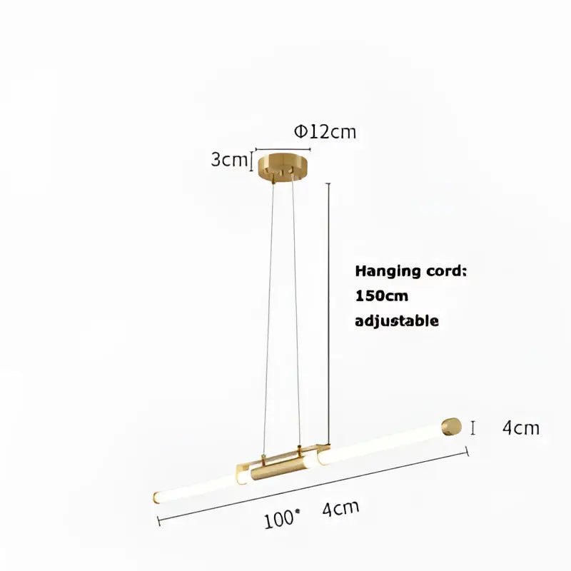 Modern minimalist dimmable led acryl chandelier with gold-toned cylindrical pendant and frosted glass diffuser for dining room decorbites dimmable led
