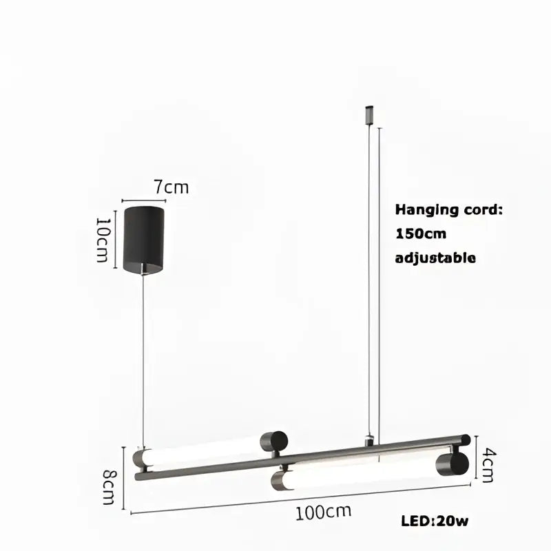 Modern black metal pendant light with cylindrical shade and adjustable 150cm cord for dimmable led acryl chandelier