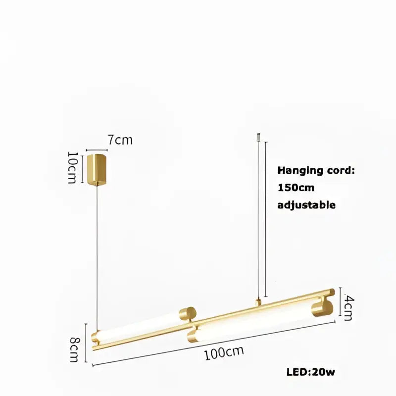 Gold-colored modern minimalist dimmable led acryl pendant light with sleek rectangular design for dining room decorbites dimmable led
