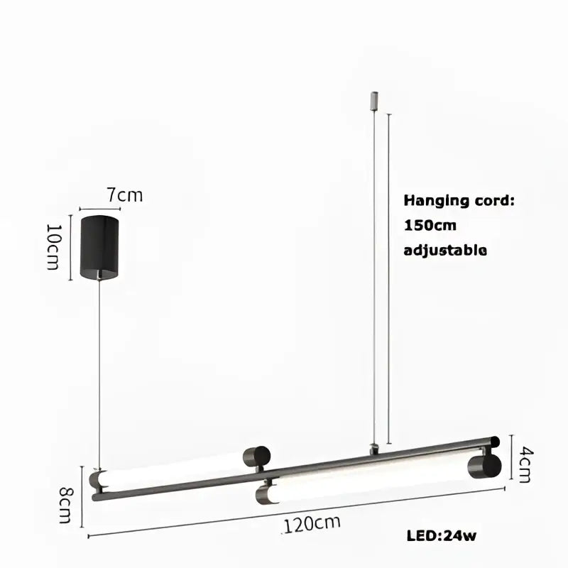 Black cylindrical modern minimalist dimmable led acryl chandelier with adjustable hanging cord for dining room decorbites dimmable led