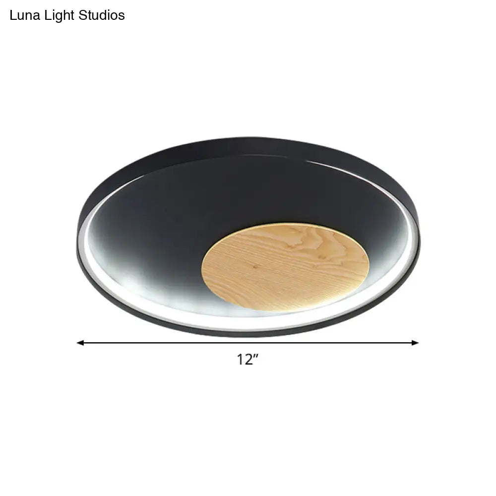 DecorBites™ DecorBites™ Modern Minimalist Disk Metal Ceiling Light Fixture - White/Black - LED Flush Mount - 12"/16"/19.5" Wide - Natural Light/Remote Control Dimming