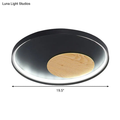 DecorBites™ DecorBites™ Modern Minimalist Disk Metal Ceiling Light Fixture - White/Black - LED Flush Mount - 12"/16"/19.5" Wide - Natural Light/Remote Control Dimming