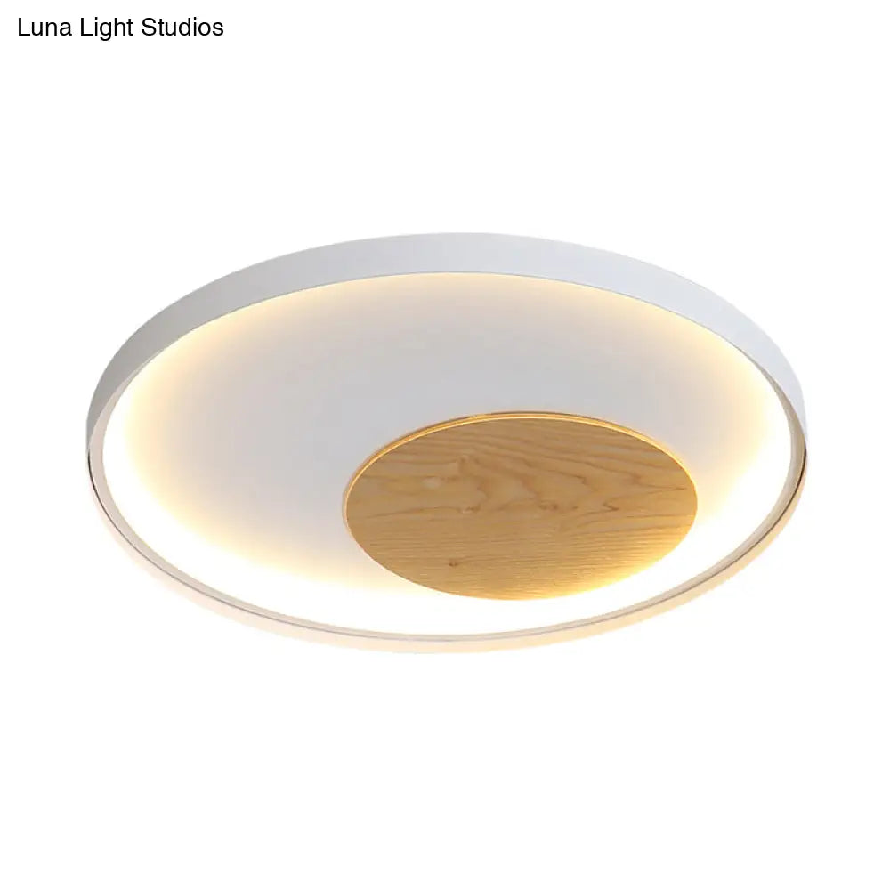 DecorBites™ DecorBites™ Modern Minimalist Disk Metal Ceiling Light Fixture - White/Black - LED Flush Mount - 12"/16"/19.5" Wide - Natural Light/Remote Control Dimming