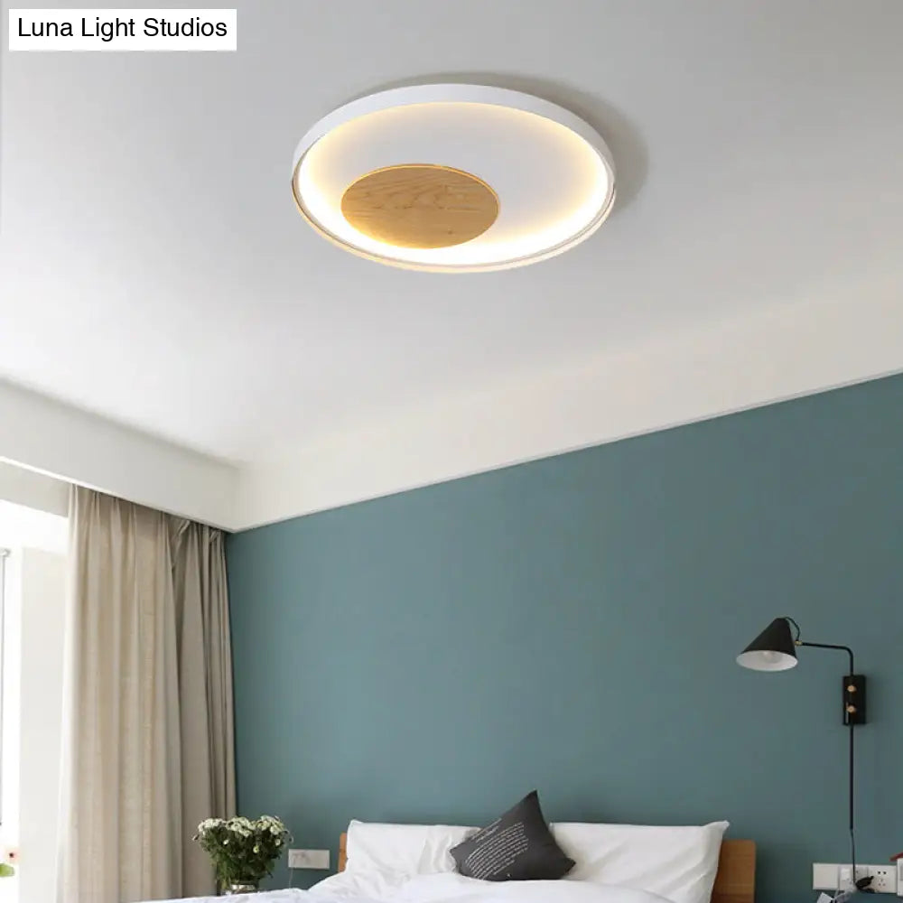 DecorBites™ DecorBites™ Modern Minimalist Disk Metal Ceiling Light Fixture - White/Black - LED Flush Mount - 12"/16"/19.5" Wide - Natural Light/Remote Control Dimming