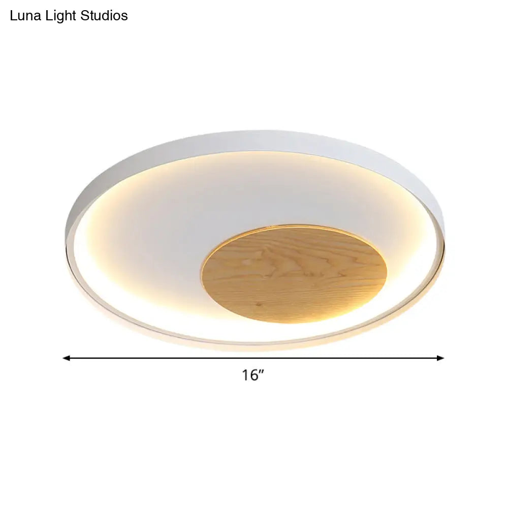 DecorBites™ DecorBites™ Modern Minimalist Disk Metal Ceiling Light Fixture - White/Black - LED Flush Mount - 12"/16"/19.5" Wide - Natural Light/Remote Control Dimming