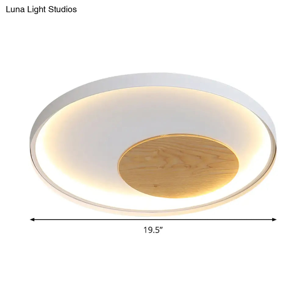 DecorBites™ DecorBites™ Modern Minimalist Disk Metal Ceiling Light Fixture - White/Black - LED Flush Mount - 12"/16"/19.5" Wide - Natural Light/Remote Control Dimming