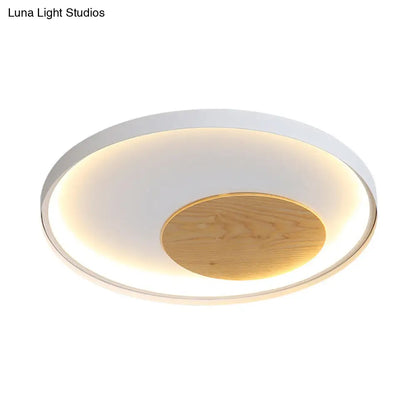 DecorBites™ DecorBites™ Modern Minimalist Disk Metal Ceiling Light Fixture - White/Black - LED Flush Mount - 12"/16"/19.5" Wide - Natural Light/Remote Control Dimming