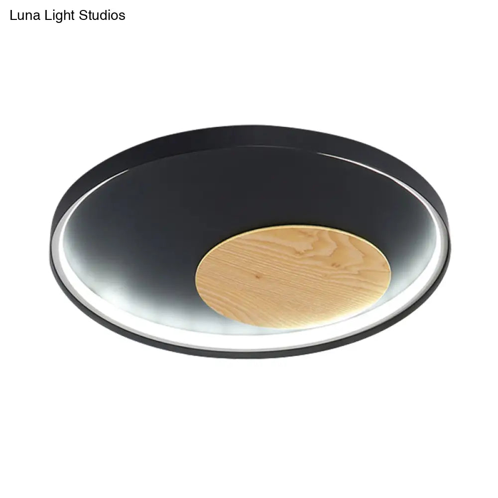 DecorBites™ DecorBites™ Modern Minimalist Disk Metal Ceiling Light Fixture - White/Black - LED Flush Mount - 12"/16"/19.5" Wide - Natural Light/Remote Control Dimming