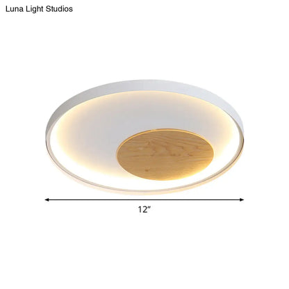 DecorBites™ DecorBites™ Modern Minimalist Disk Metal Ceiling Light Fixture - White/Black - LED Flush Mount - 12"/16"/19.5" Wide - Natural Light/Remote Control Dimming