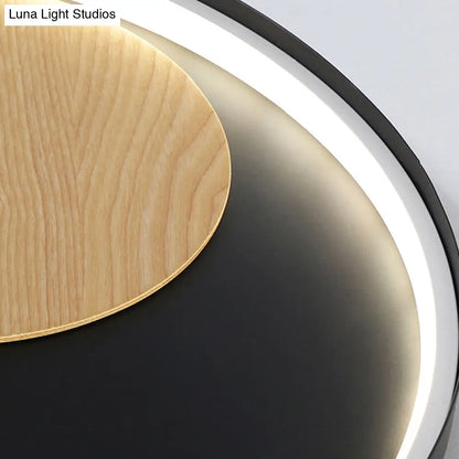 DecorBites™ DecorBites™ Modern Minimalist Disk Metal Ceiling Light Fixture - White/Black - LED Flush Mount - 12"/16"/19.5" Wide - Natural Light/Remote Control Dimming